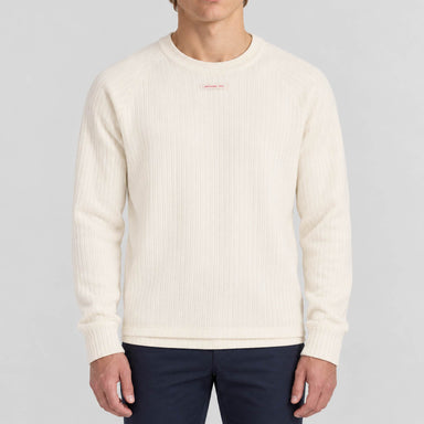 Amundsen Hero’s Hide Crew Neck, front view on model.