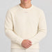 Amundsen Hero’s Hide Crew Neck, close-up fabric detail on model.