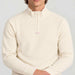 Amundsen Hero's Hide Half Zip, close-up fabric detail on model.