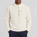 Amundsen Hut Half Zip in Oatmeal, front view on model.