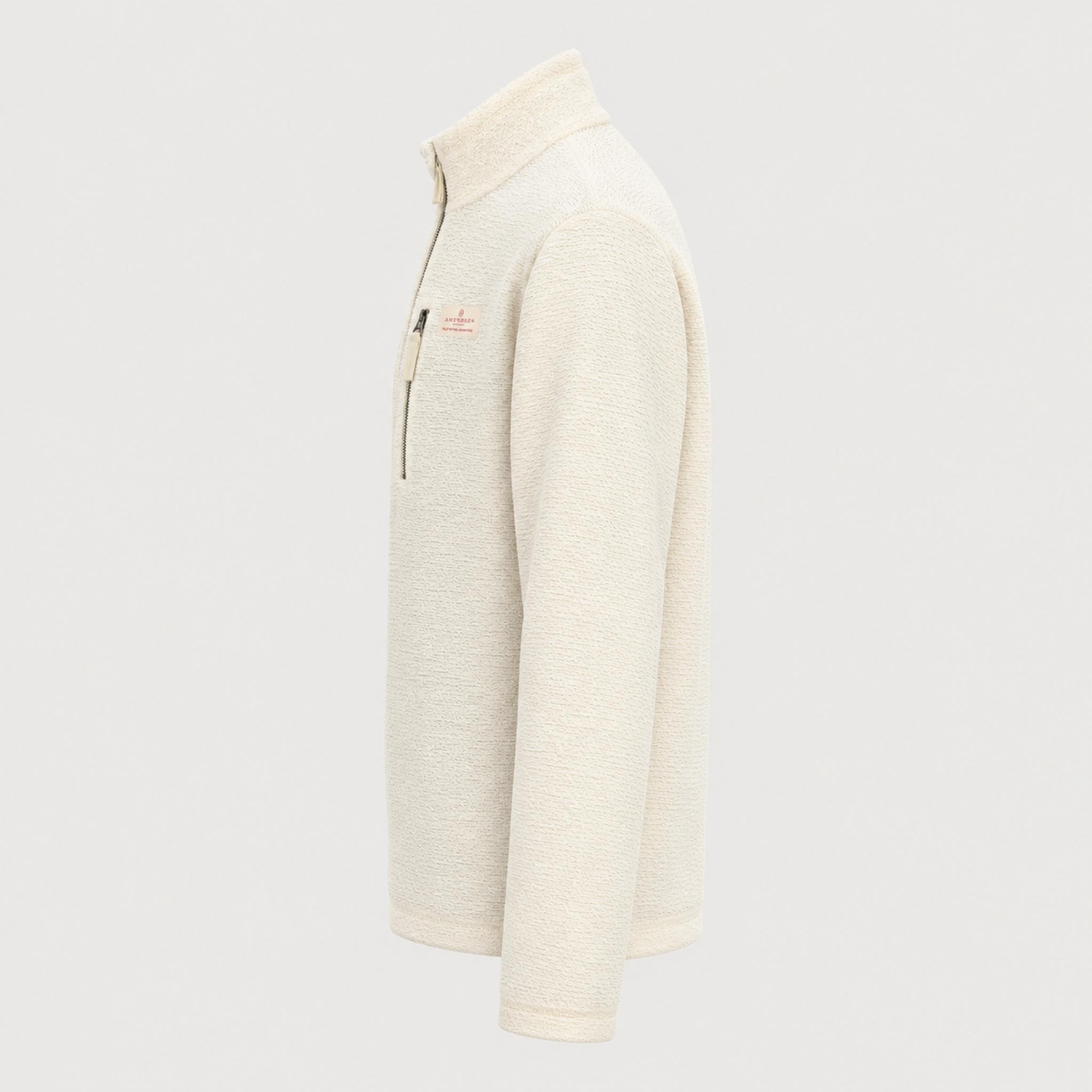 Amundsen Hut Half Zip in Oatmeal, side product view.