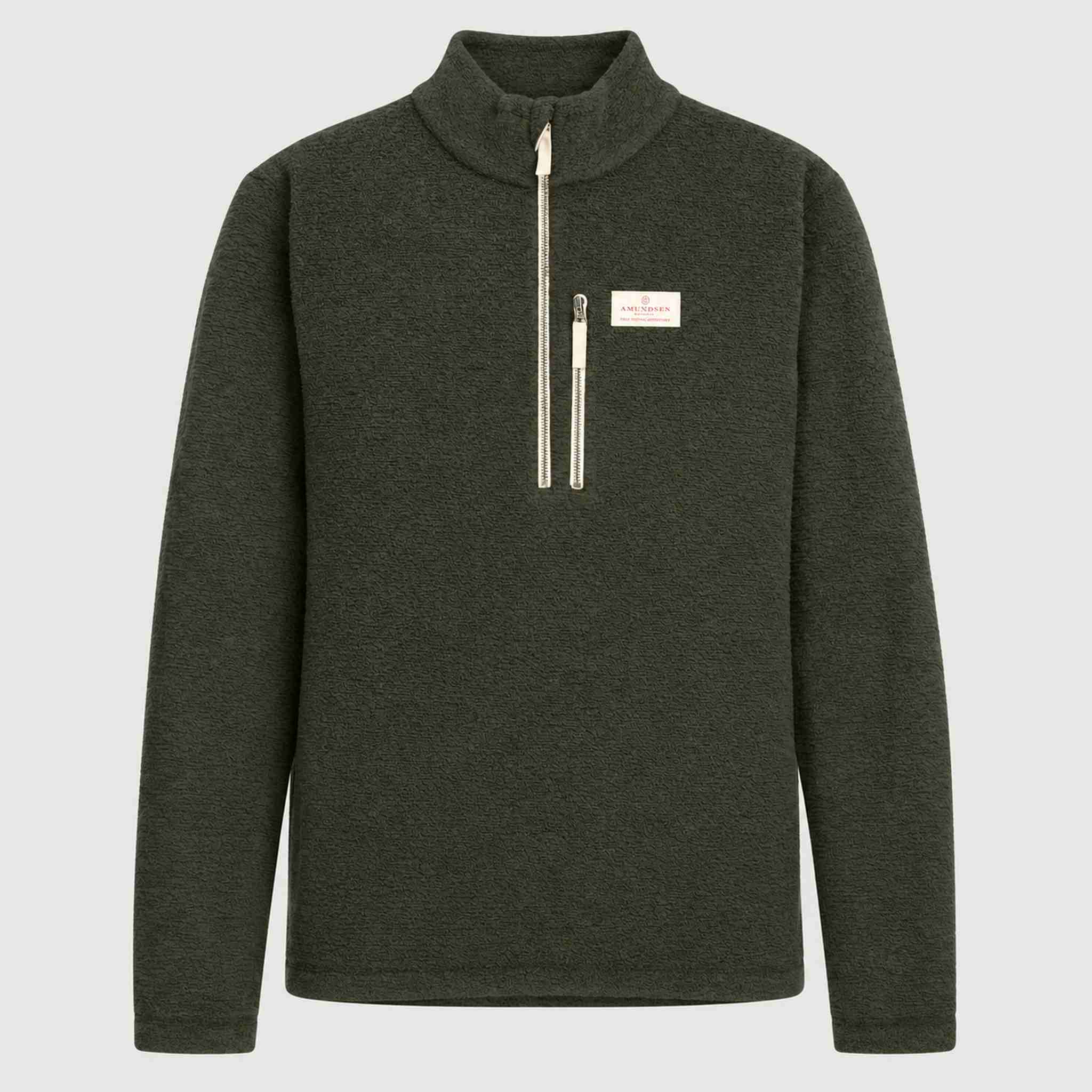Amundsen Hut Half Zip in Spruce Green, front product view.