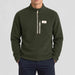 Amundsen Hut Half Zip in Spruce Green, front view on model.