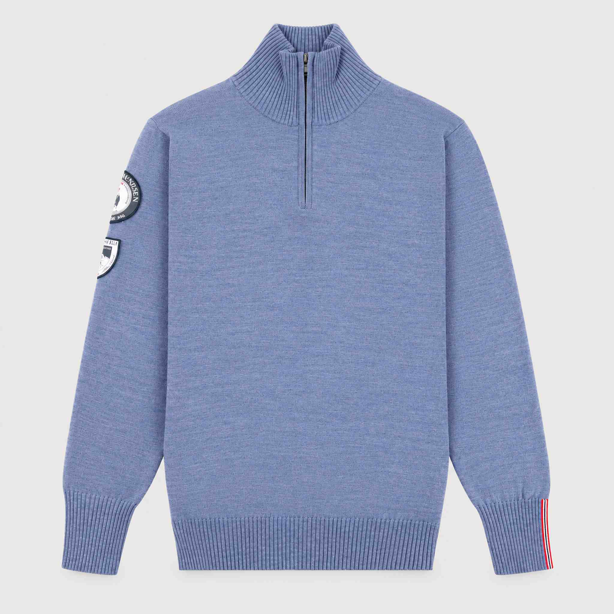 Amundsen Peak Half Zip in Denim Blue, front product view.