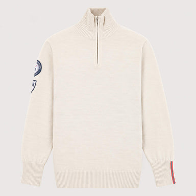 Amundsen Peak Half Zip in Oatmeal, front product view.