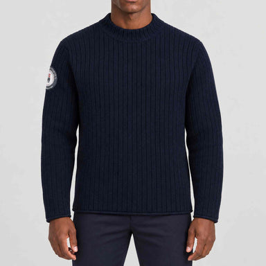 Amundsen Roald Roll Neck in Faded Navy, front view on model.