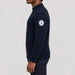 Amundsen Roald Roll Neck in Faded Navy, side view on model.