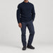 Amundsen Roald Roll Neck in Faded Navy, full outfit view on model.