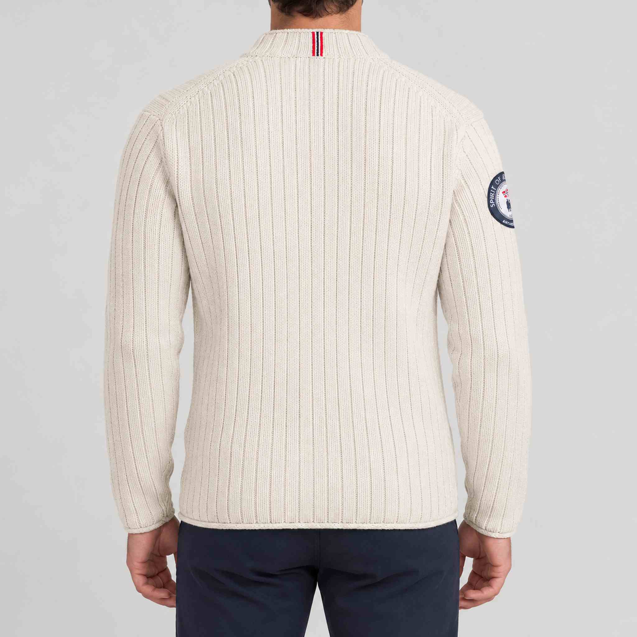 Amundsen Roald Roll Neck in Oatmeal, back view on model.