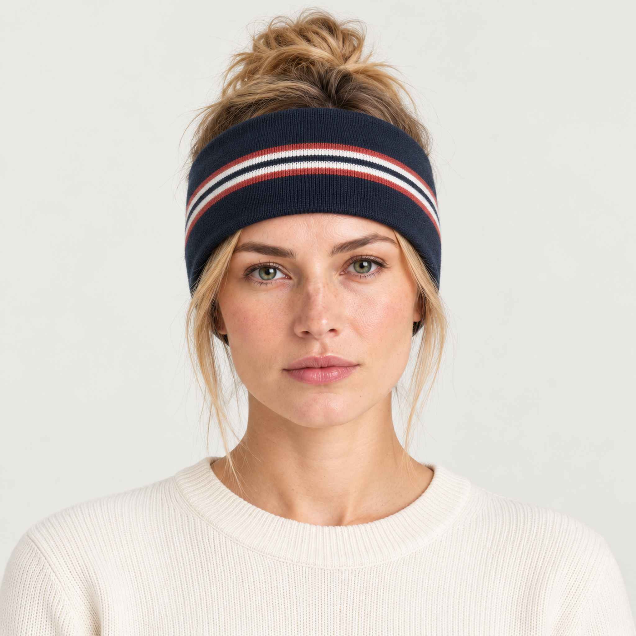 Amundsen 5mila lines headband faded navy, model female front