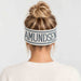Amundsen ski headband white stormy blue, model female back