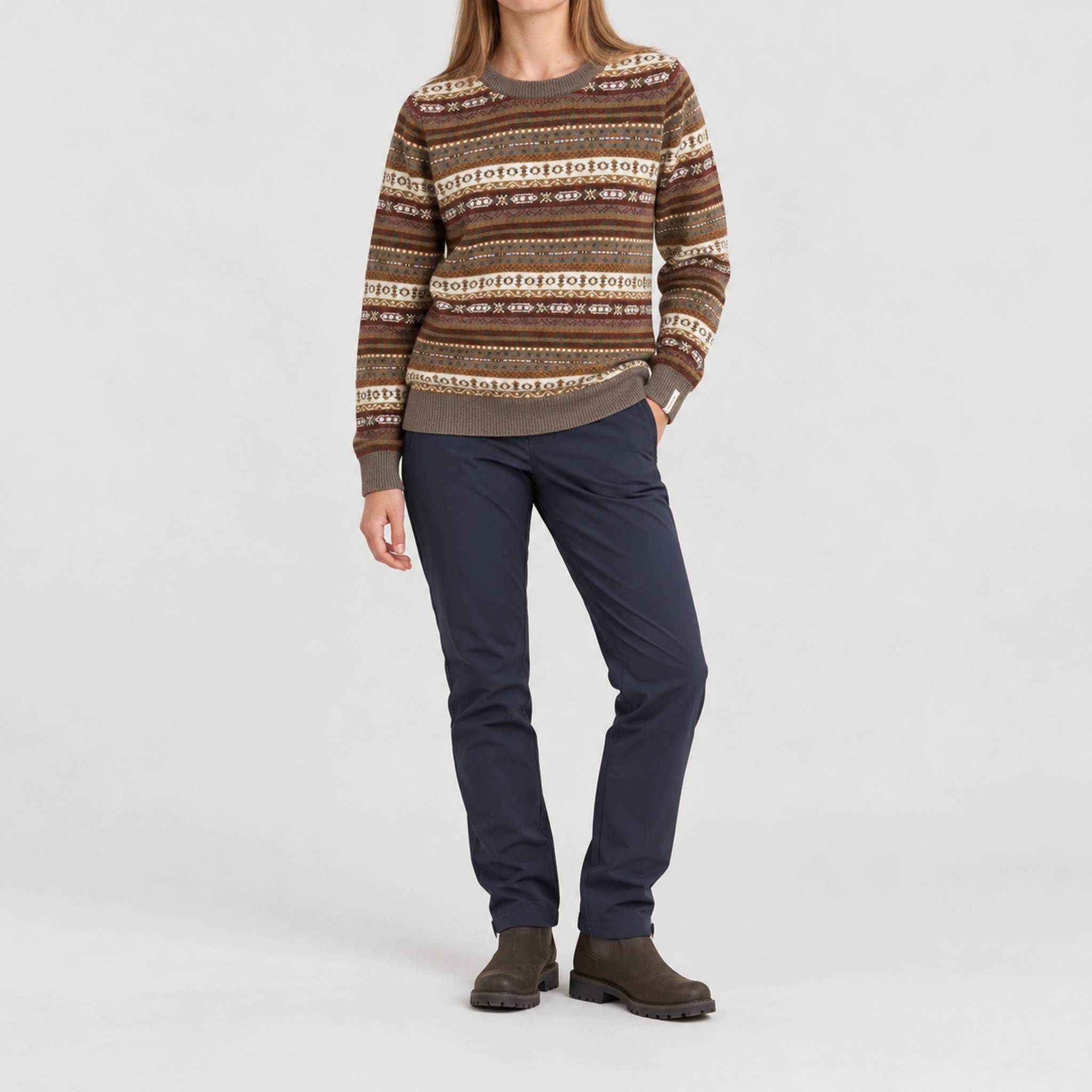 Amundsen Dunkirk Crew Neck, full outfit view on model.