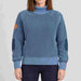 Amundsen Gard Sweater in Fjord Blue, front view on model.