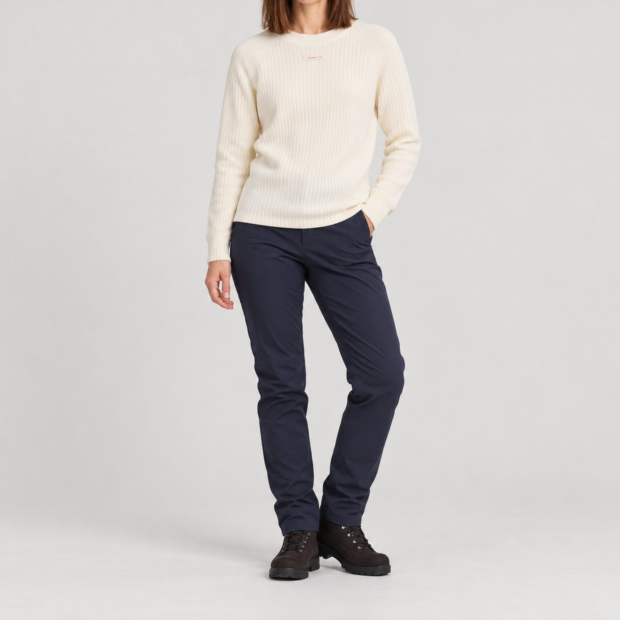 Amundsen Hero’s Hide Crew Neck, full outfit view on model.