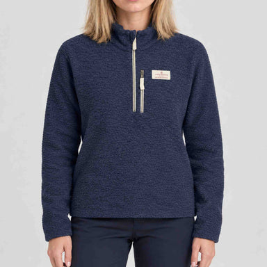Amundsen Hut Half Zip in Faded Navy, front view on model.