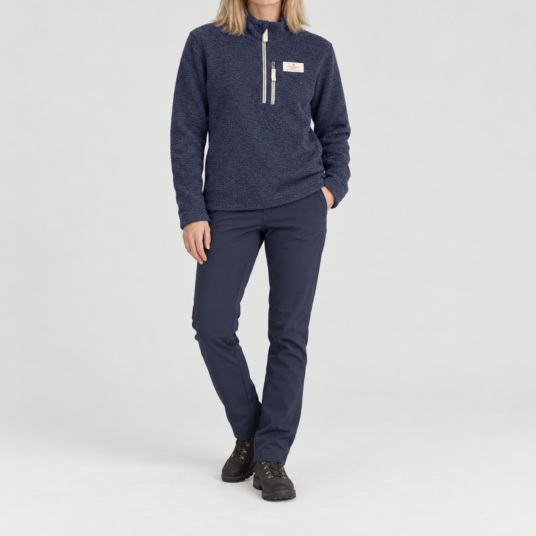 Amundsen Hut Half Zip in Faded Navy, full outfit view on model.