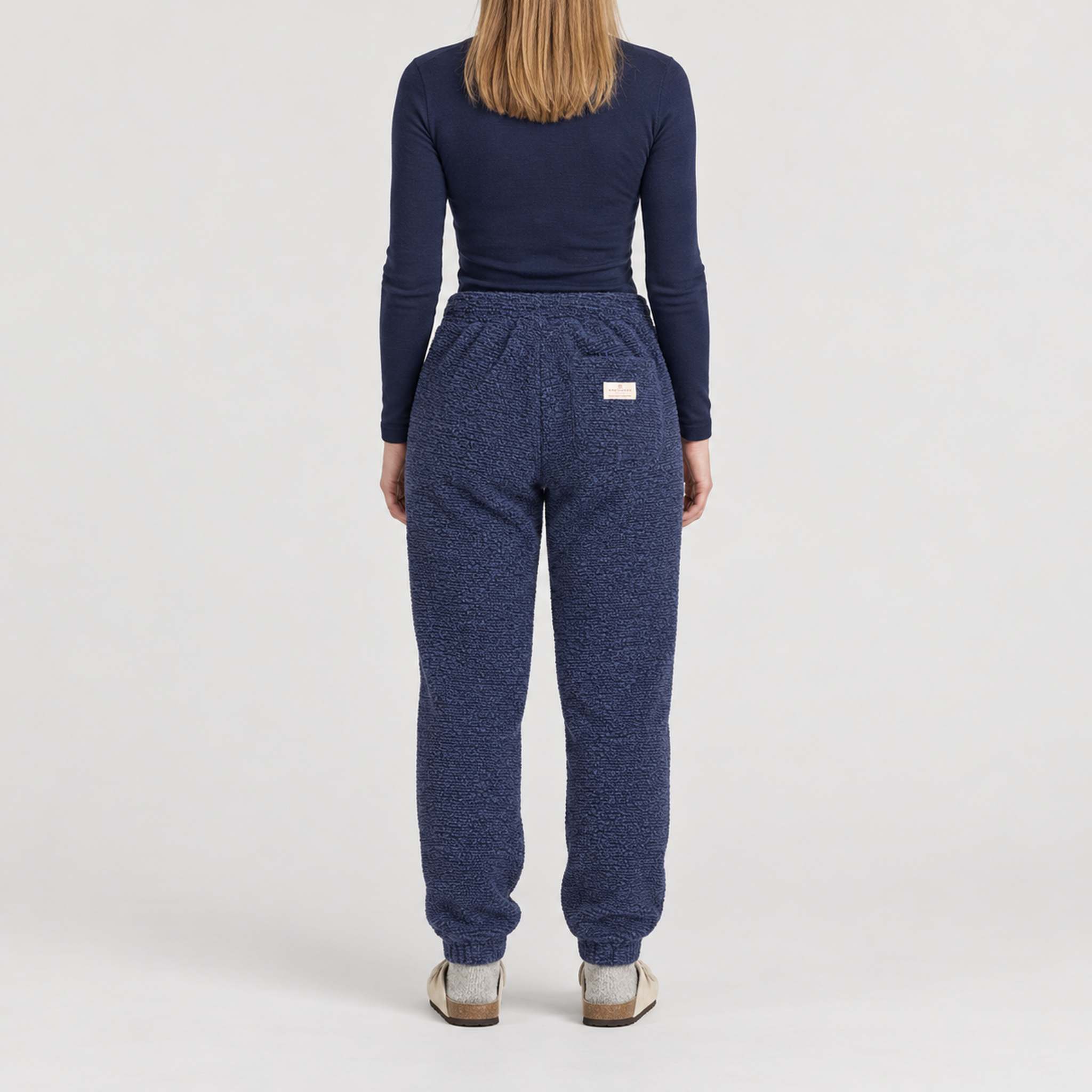 Amundsen Hut Pants in Faded Navy, back view on model.