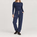Amundsen Hut Pants in Faded Navy, full outfit view on model.