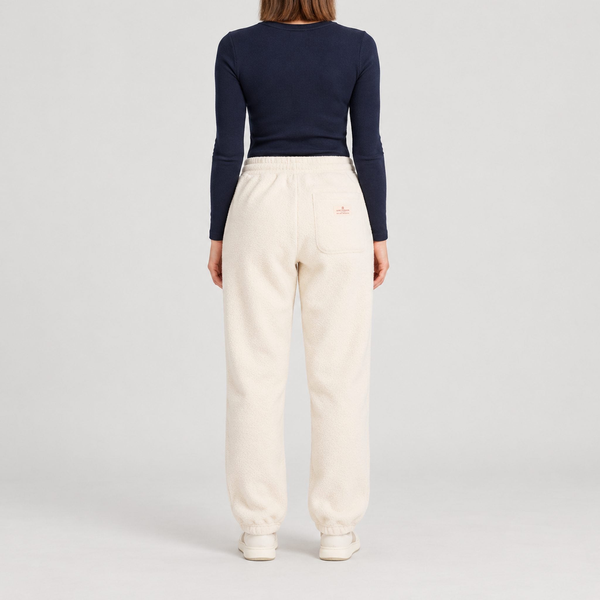 Amundsen Hut Pants in Oatmeal, back view on model.