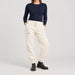 Amundsen Hut Pants in Oatmeal, full outfit view on model.