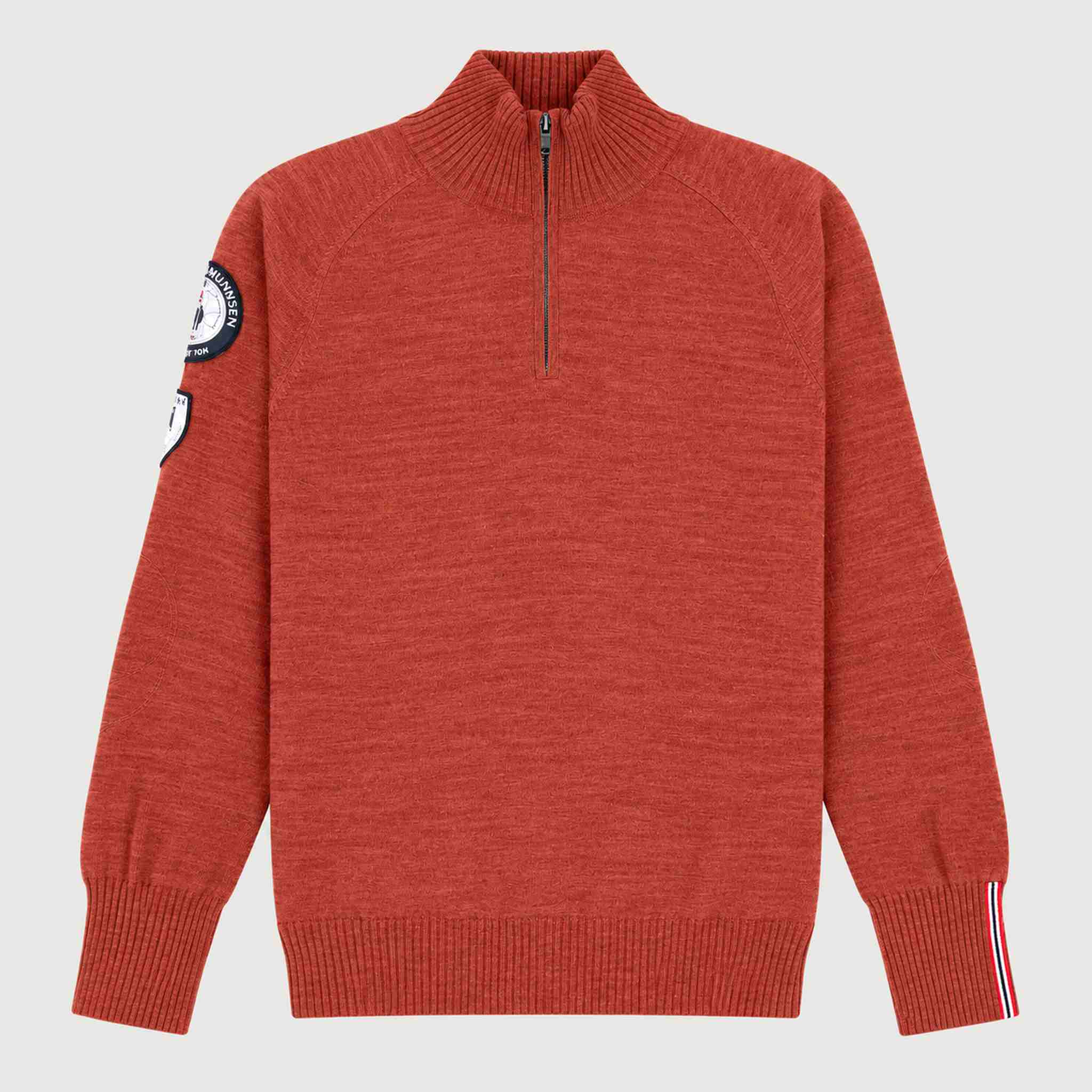 Amundsen Peak Half Zip in Terra Red, front product view.