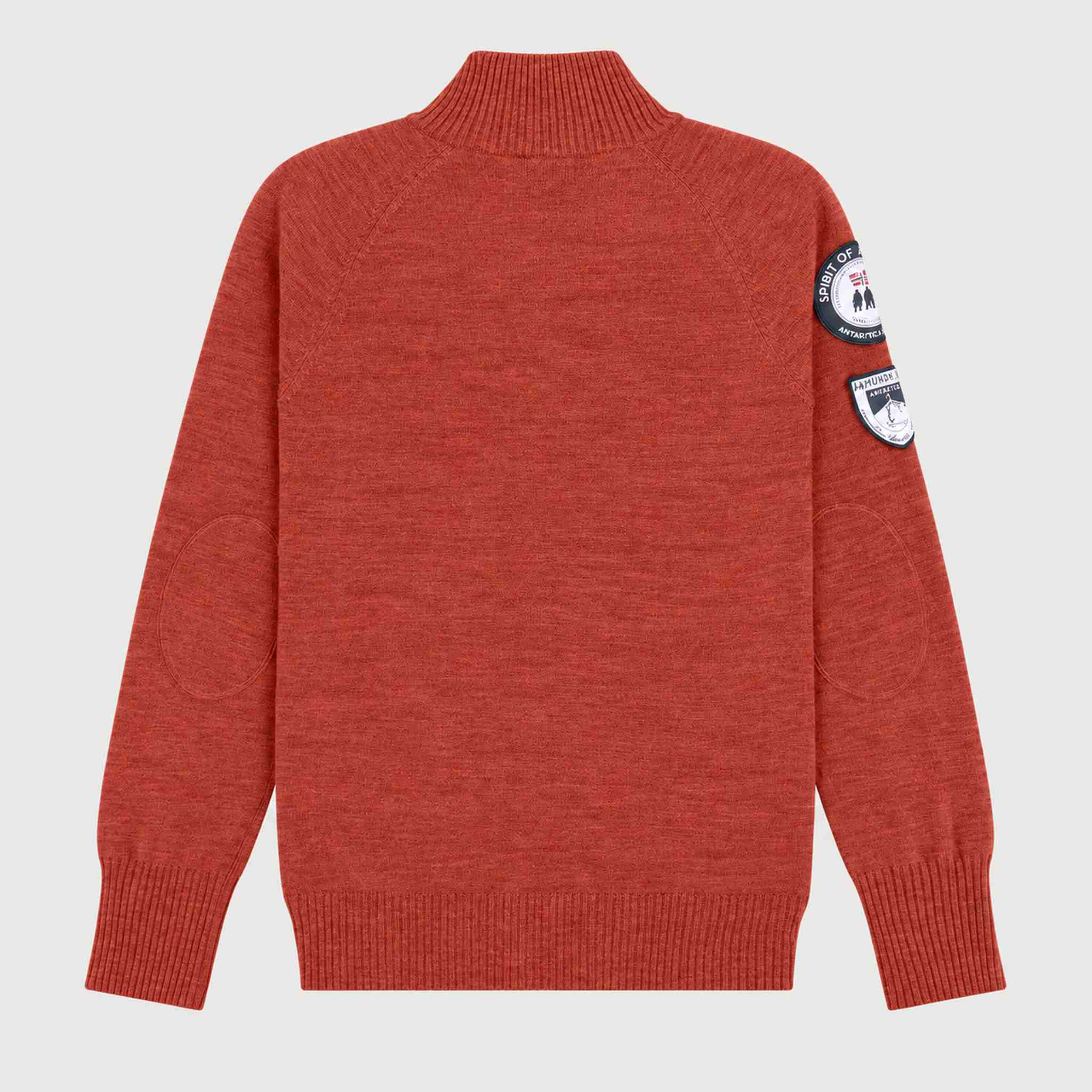 Amundsen Peak Half Zip in Terra Red, back product view.