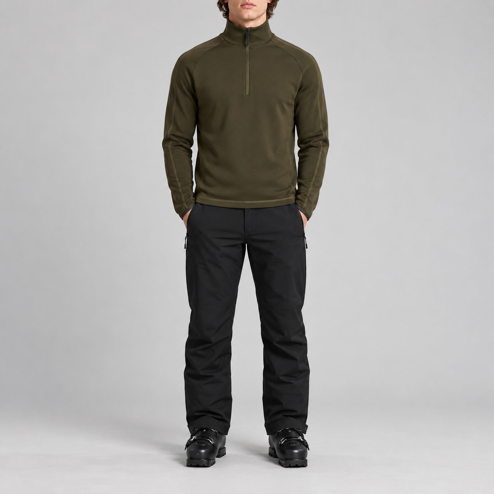 Aztech Mountain AZ Technical Zip Fleece in Arlberg Green - front model view