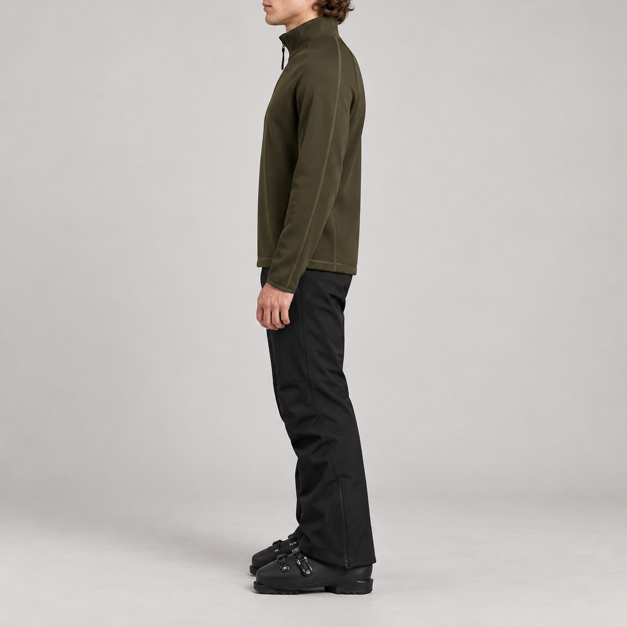 Aztech Mountain AZ Technical Zip Fleece in Arlberg Green - side model view