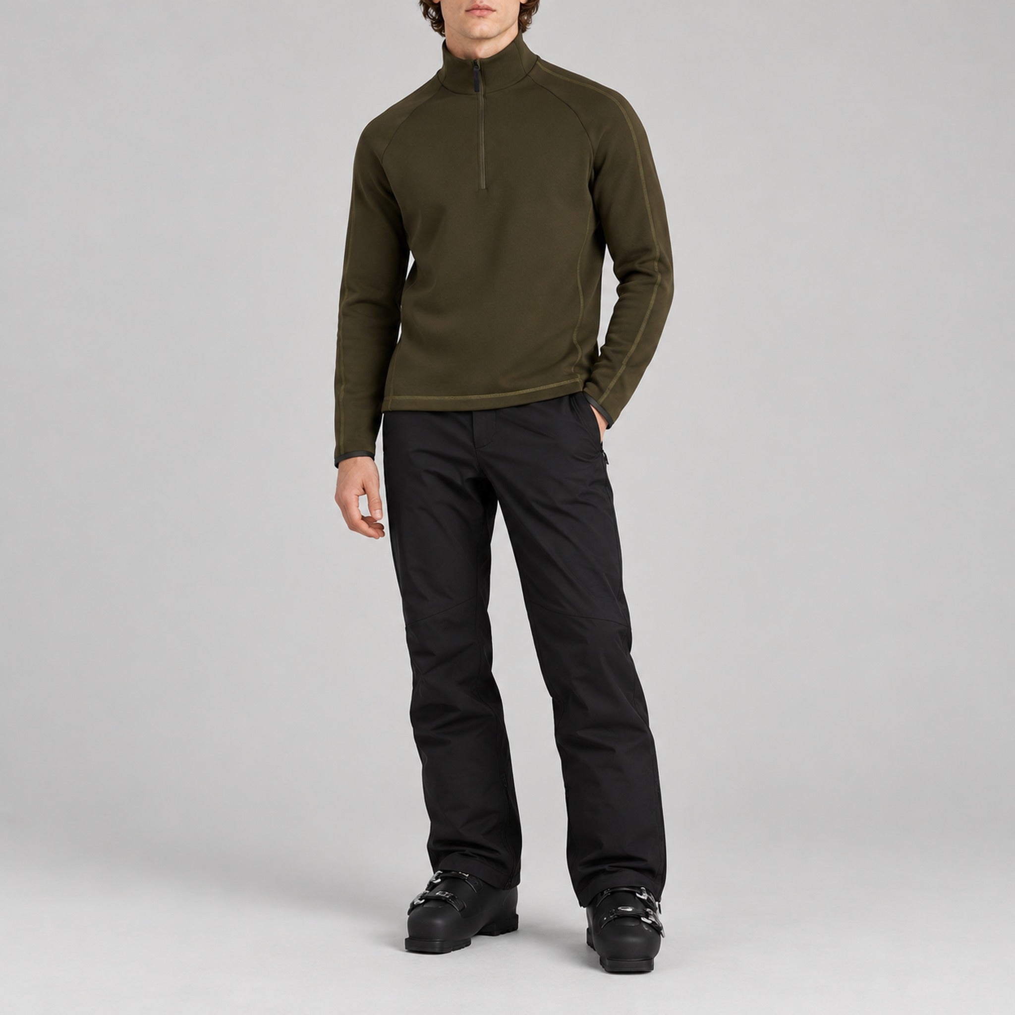Aztech Mountain AZ Technical Zip Fleece in Arlberg Green - full outfit model view