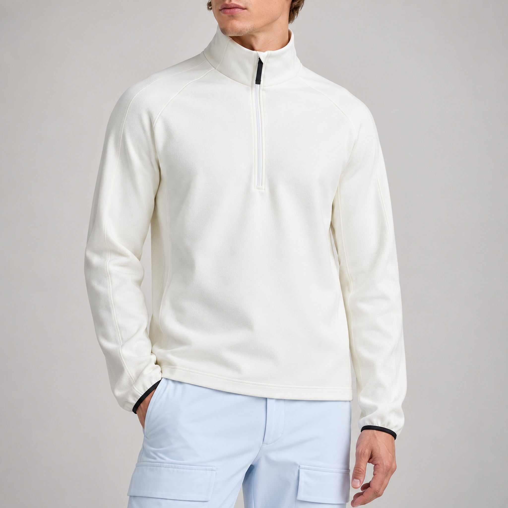 Aztech Mountain AZ Technical Zip Fleece in Cloud White - garment detail view