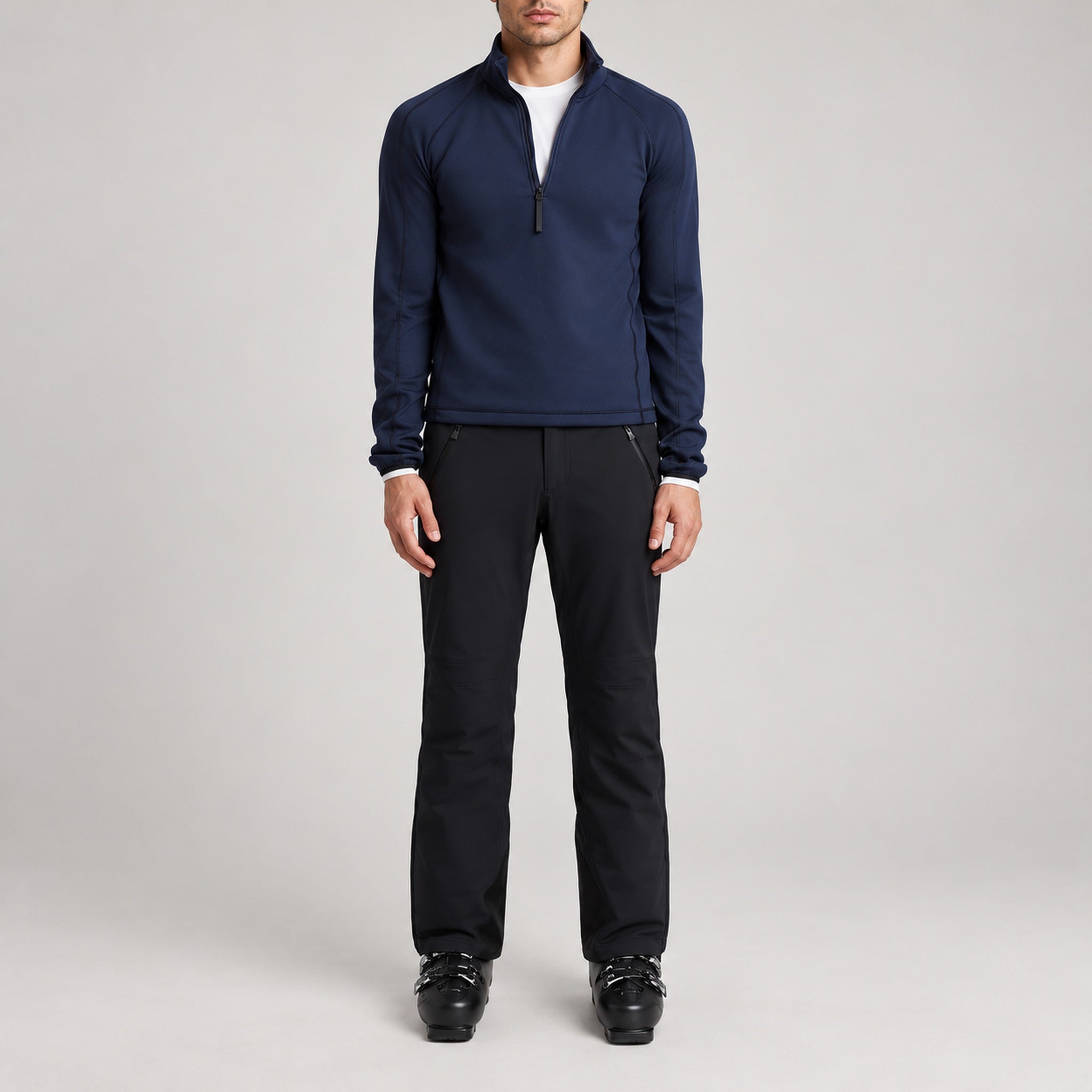 Aztech Mountain AZ Technical Zip Fleece in Sander Navy - front model view