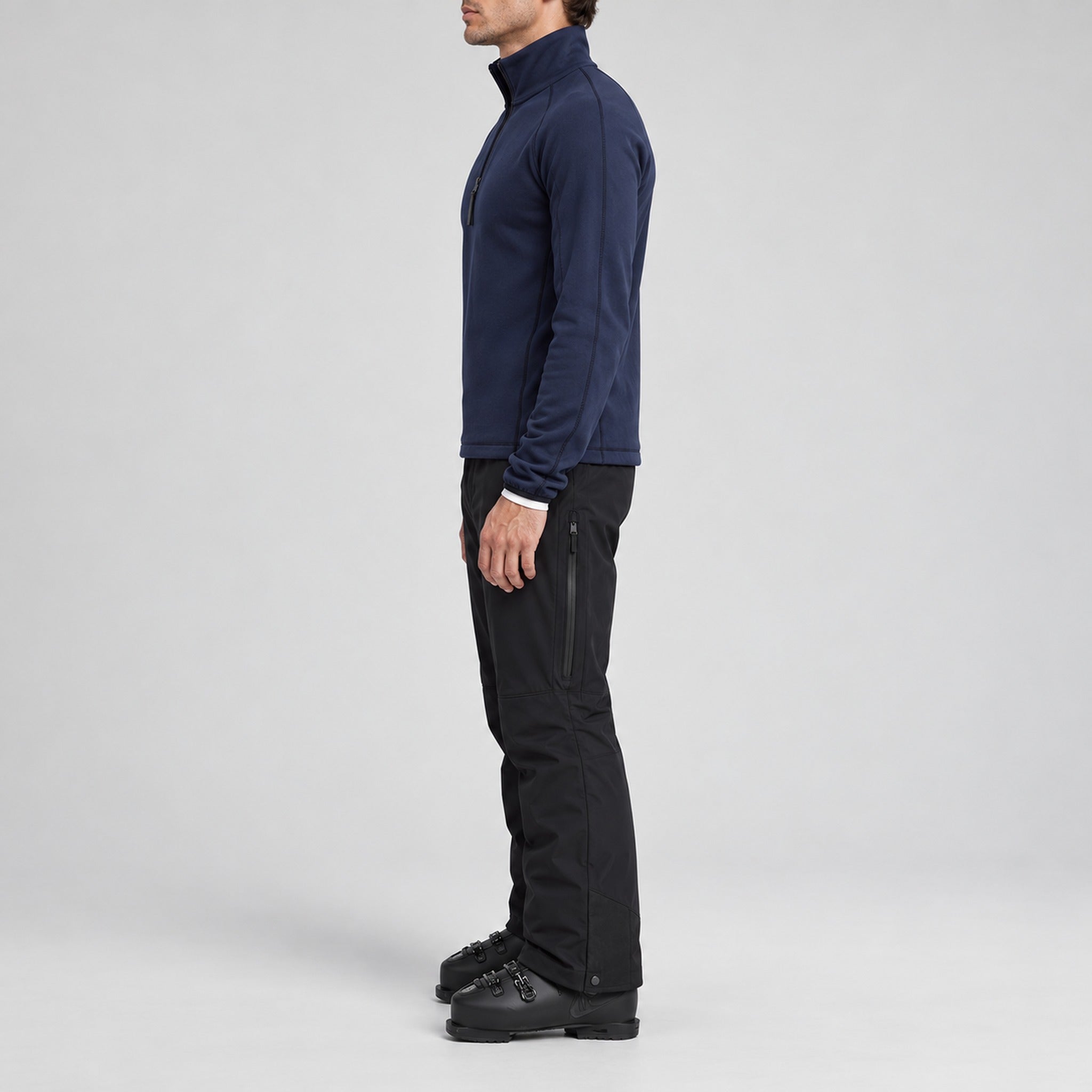 Aztech Mountain AZ Technical Zip Fleece in Sander Navy - side model view