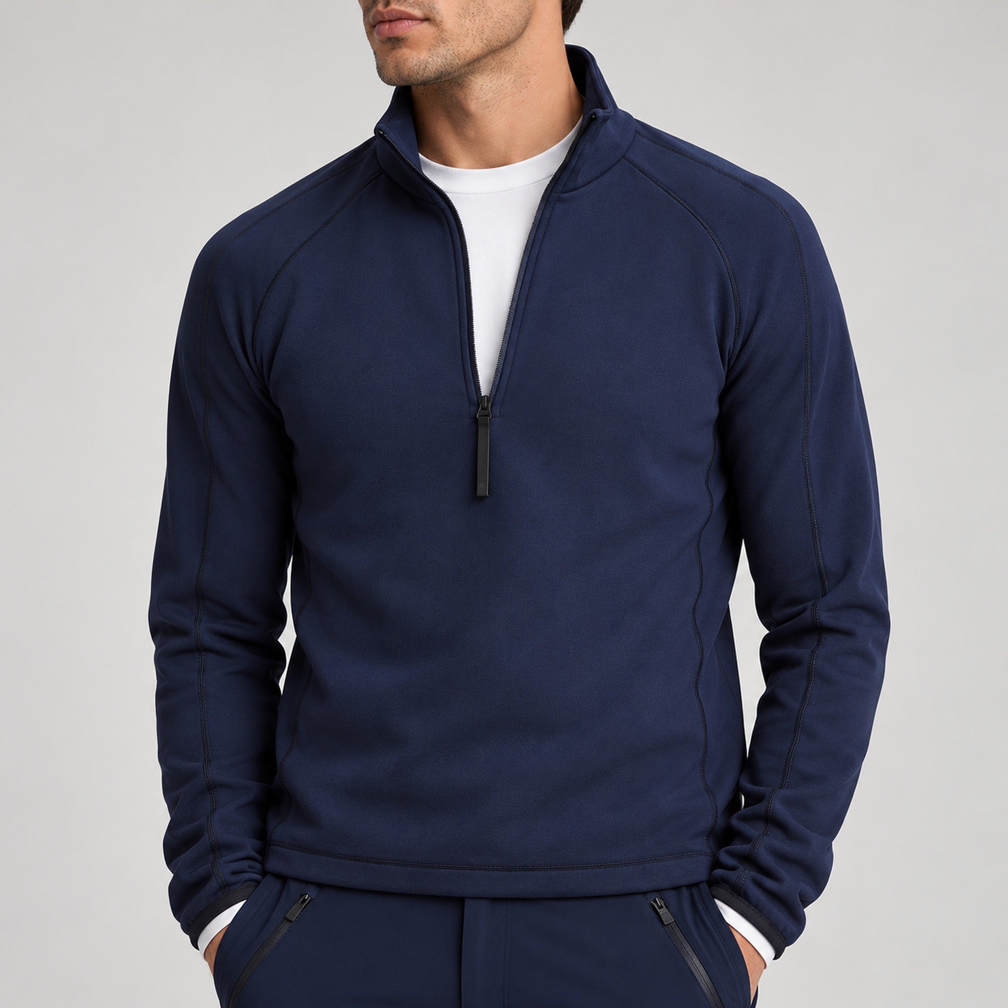 Aztech Mountain AZ Technical Zip Fleece in Sander Navy - garment detail view