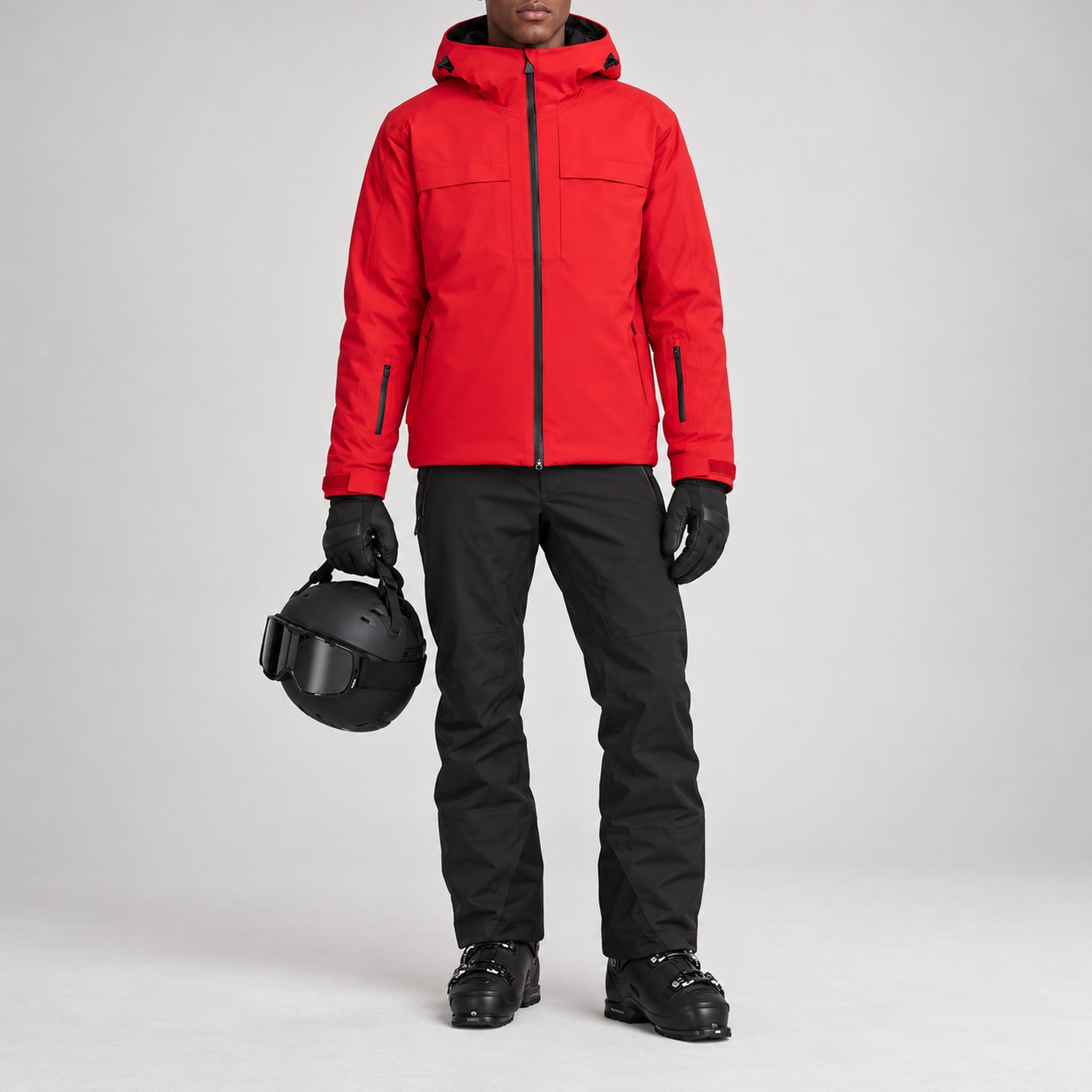 Aztech Mountain Insulated Hayden Ski Jacket in Rosso - full outfit model view