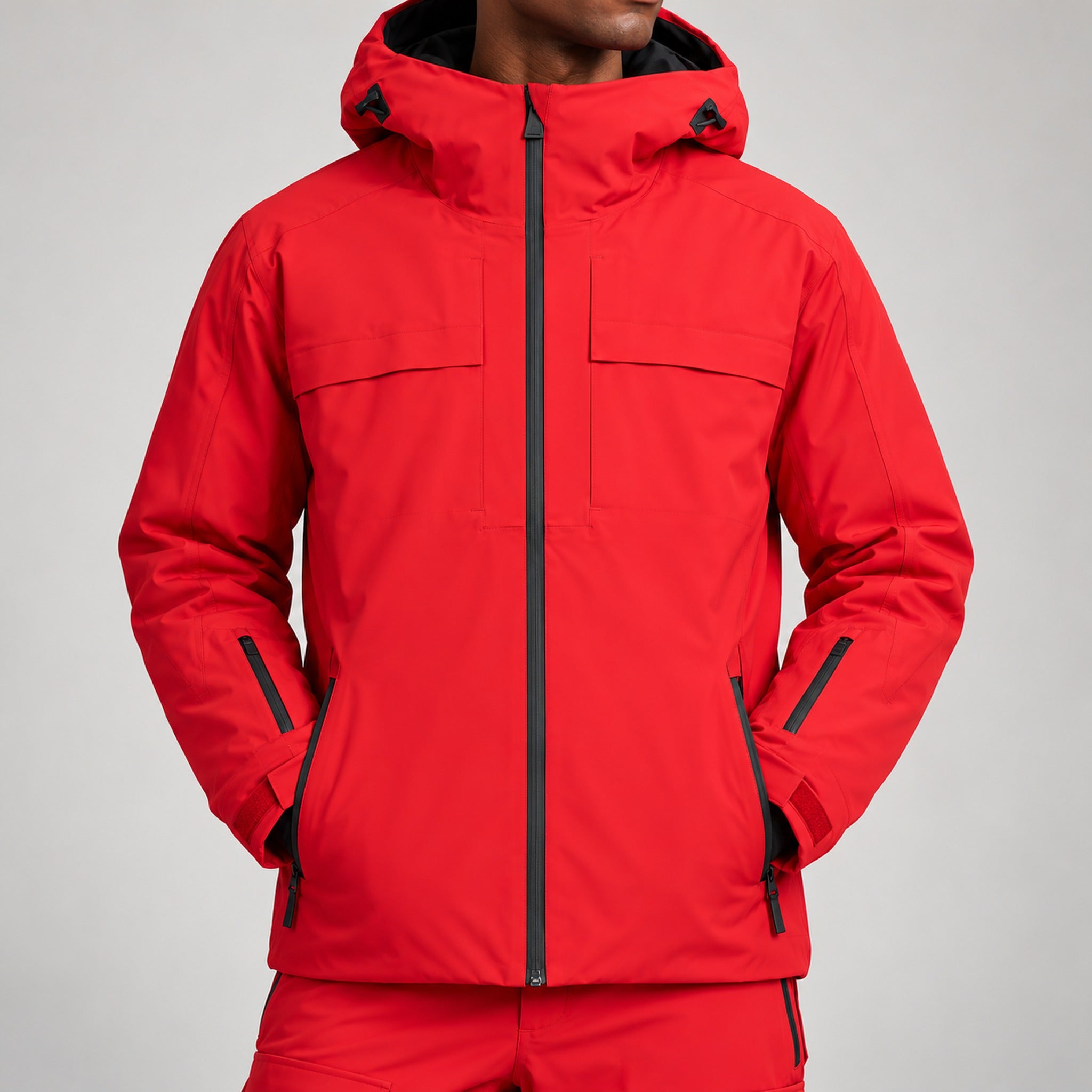 Aztech Mountain Insulated Hayden Ski Jacket in Rosso - garment detail view