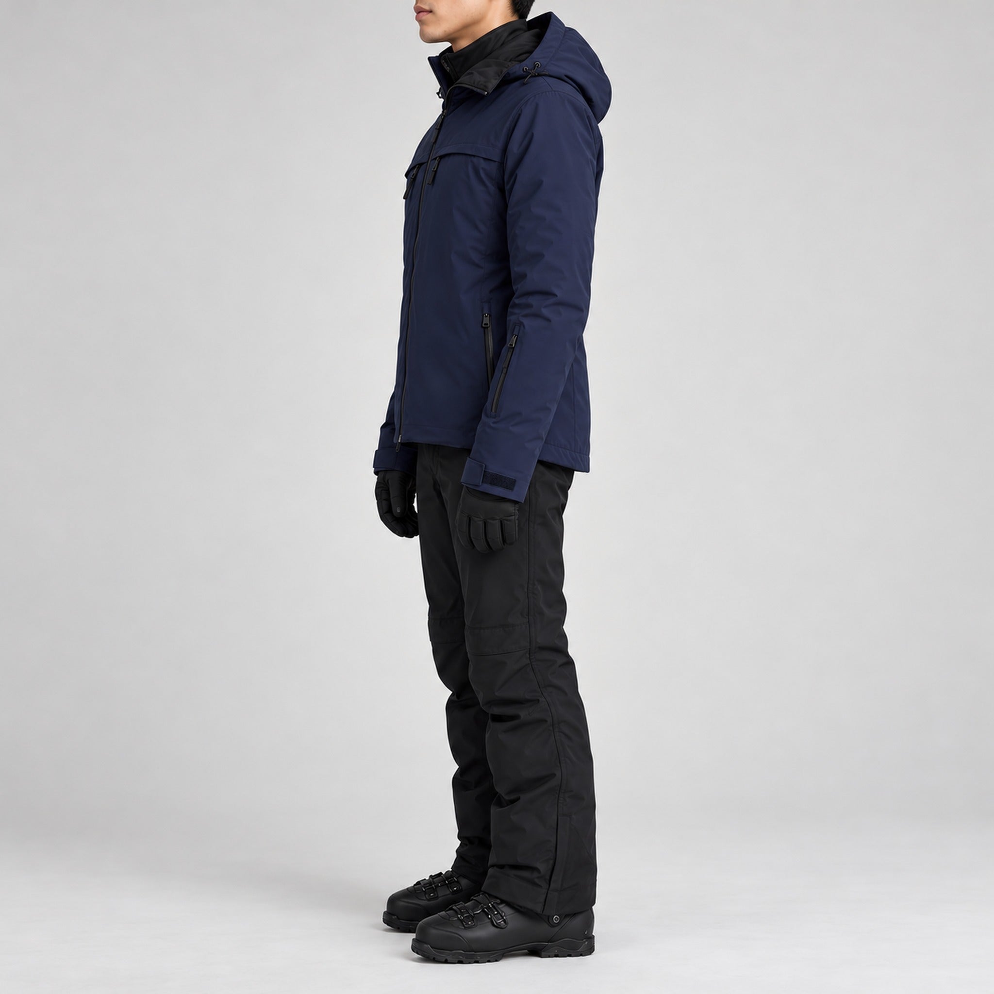 Aztech Mountain Insulated Hayden Ski Jacket in Sander Navy - side model view