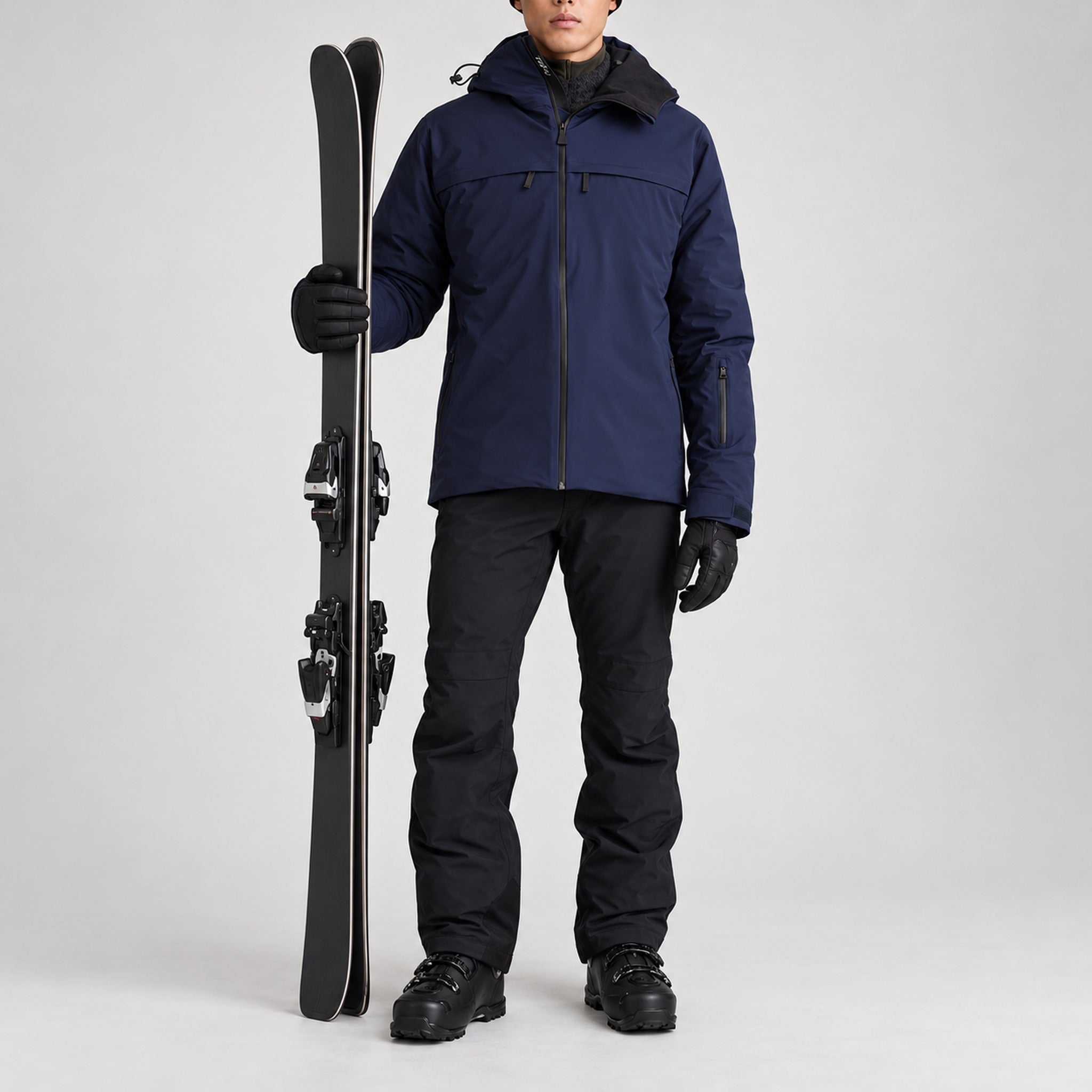 Aztech Mountain Insulated Hayden Ski Jacket in Sander Navy - full outfit model view