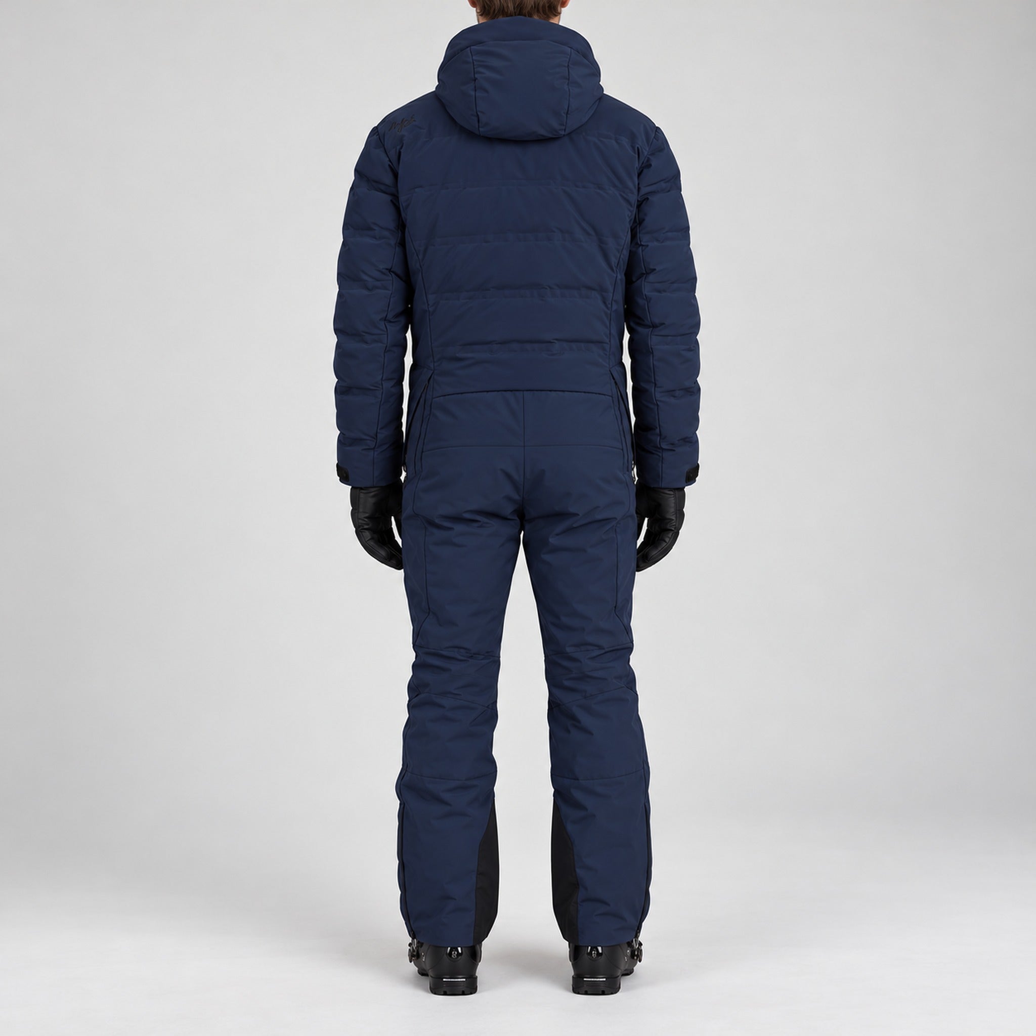 Aztech Mountain Nukesuit in Sander Navy - back model view