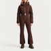 Cordova women's Ajax Ski Suit in Chocolate – model front view – London Ski Co