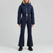 Cordova women's Ajax Ski Suit in Indigo – model front view – London Ski Co
