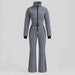 Cordova women's Chatel Ski Suit in Indigo Gingham – product front view – London Ski Co