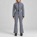 Cordova women's Chatel Ski Suit in Indigo Gingham – model front view – London Ski Co