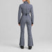 Cordova women's Chatel Ski Suit in Indigo Gingham – model back view – London Ski Co