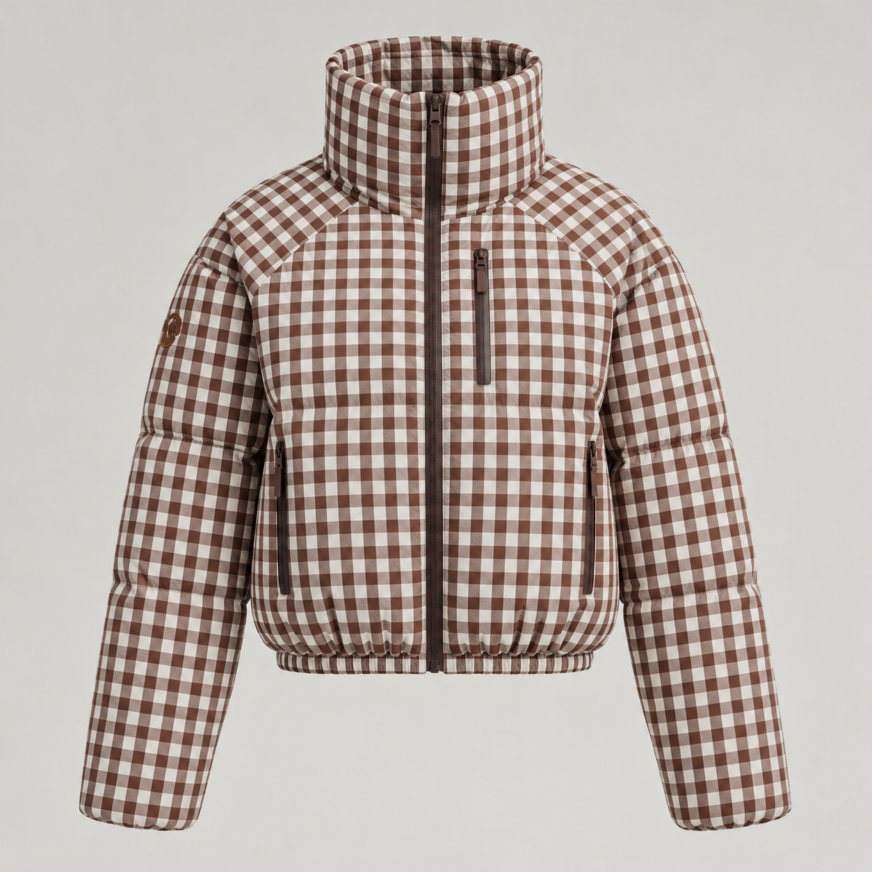 Cordova women's Cortina Ski Jacket in Chocolate Gingham – product front view – London Ski Co