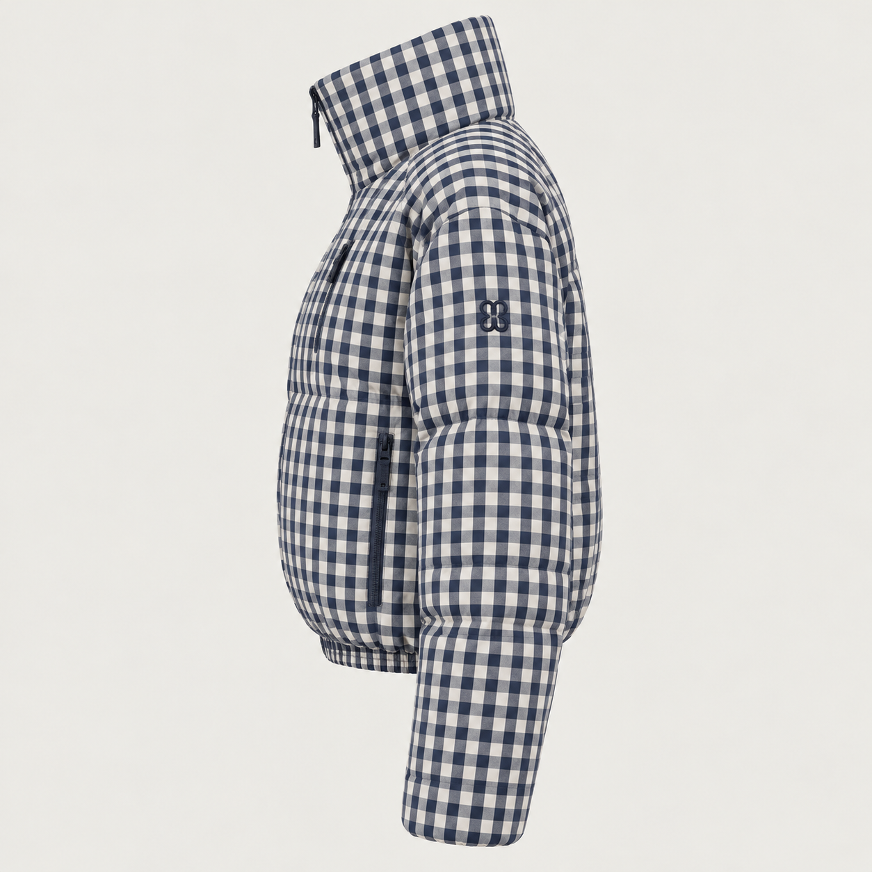 Cordova women's Cortina Ski Jacket in Indigo Gingham – product side view – London Ski Co