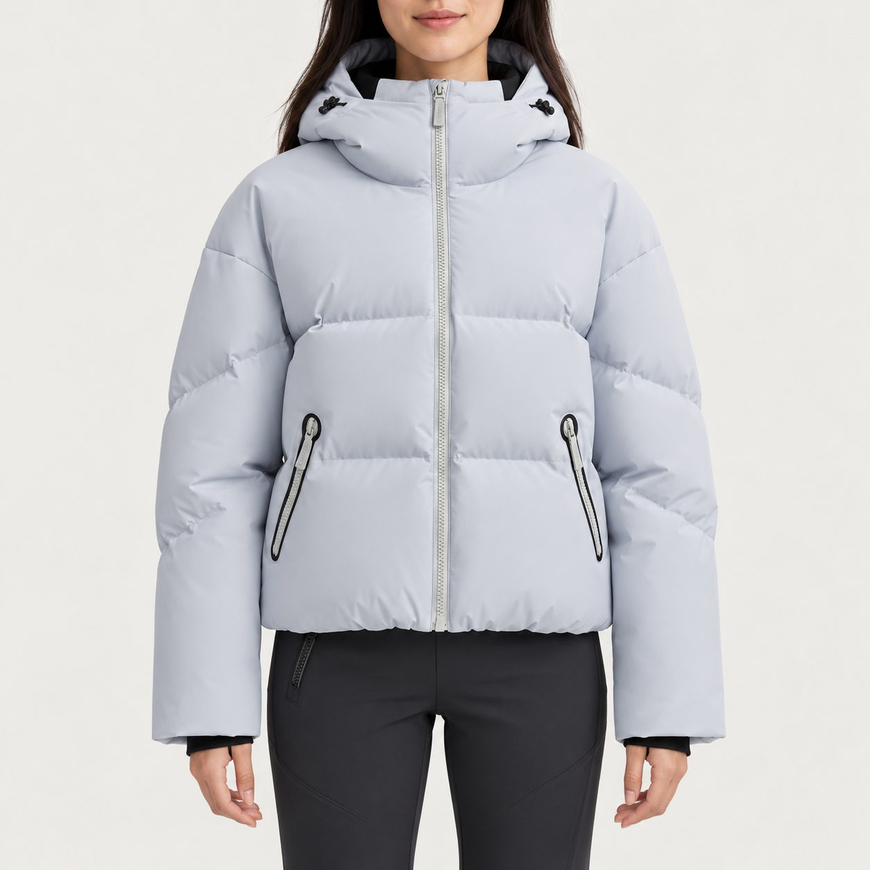 Cordova women's Meribel Ski Jacket in Glacier – model front view – London Ski Co
