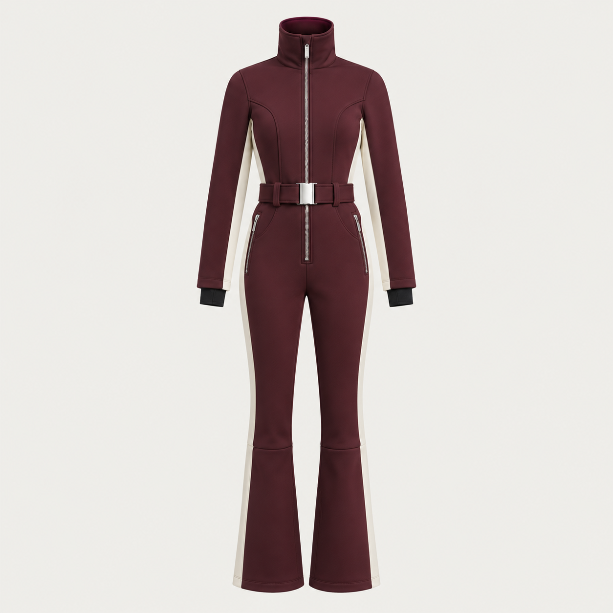 Cordova women's OTB Ski Suit in Bordeaux – product front view – London Ski Co