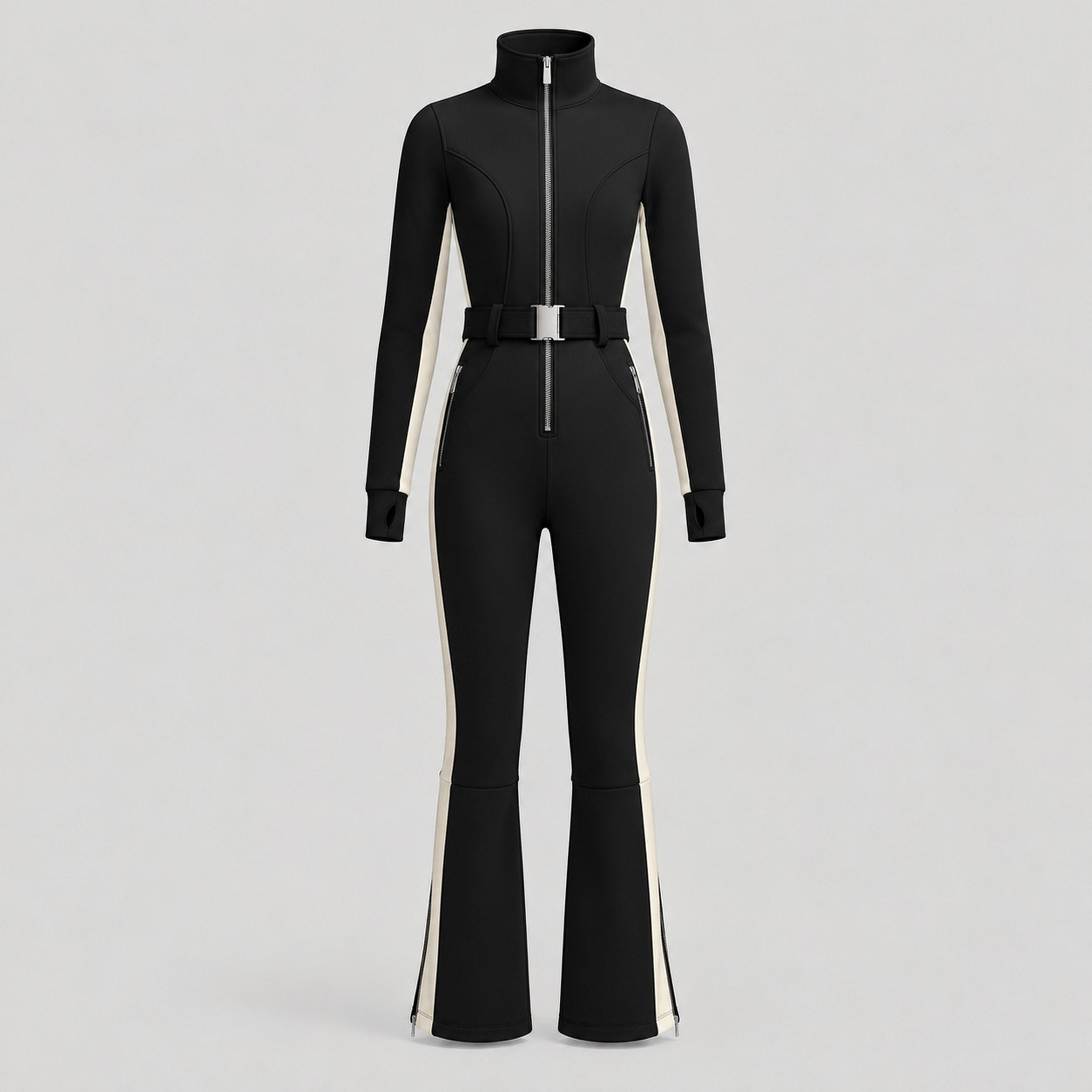 Cordova women's Cordova OTB Ski Suit in Onyx – product front view – London Ski Co