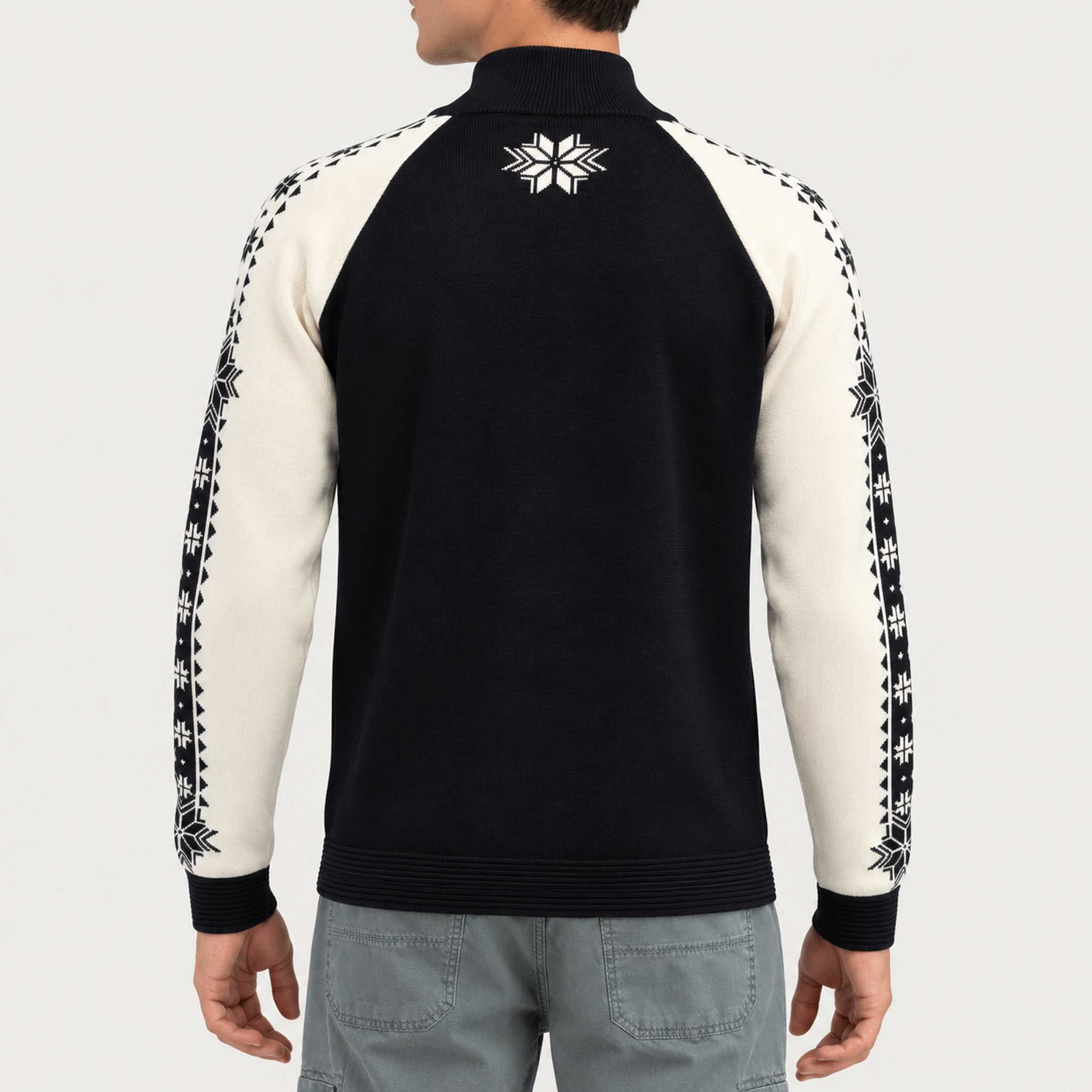 Dale of Norway Geilo Sweater in Black/Off White - model back