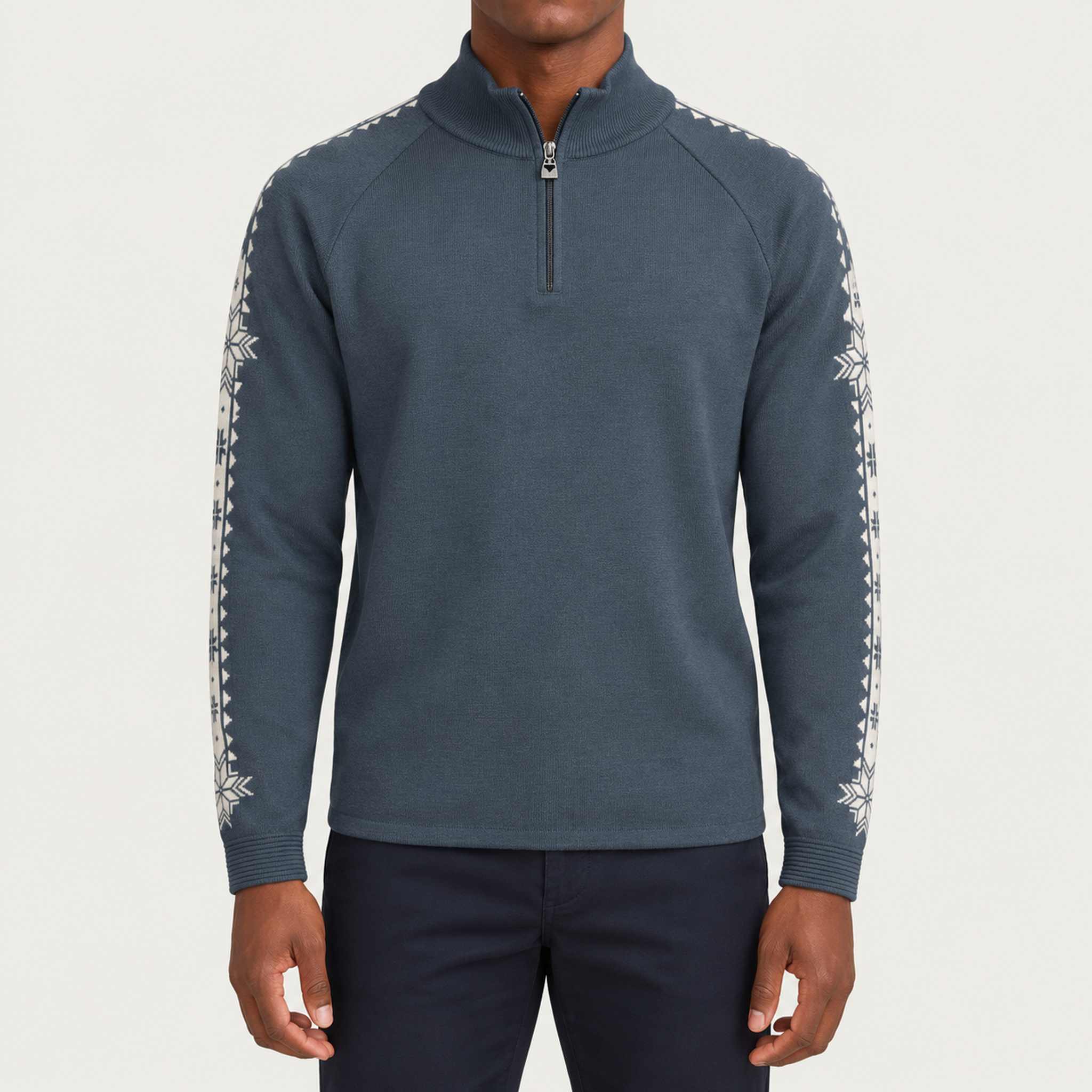 Dale of Norway Geilo Sweater in Steel - model front